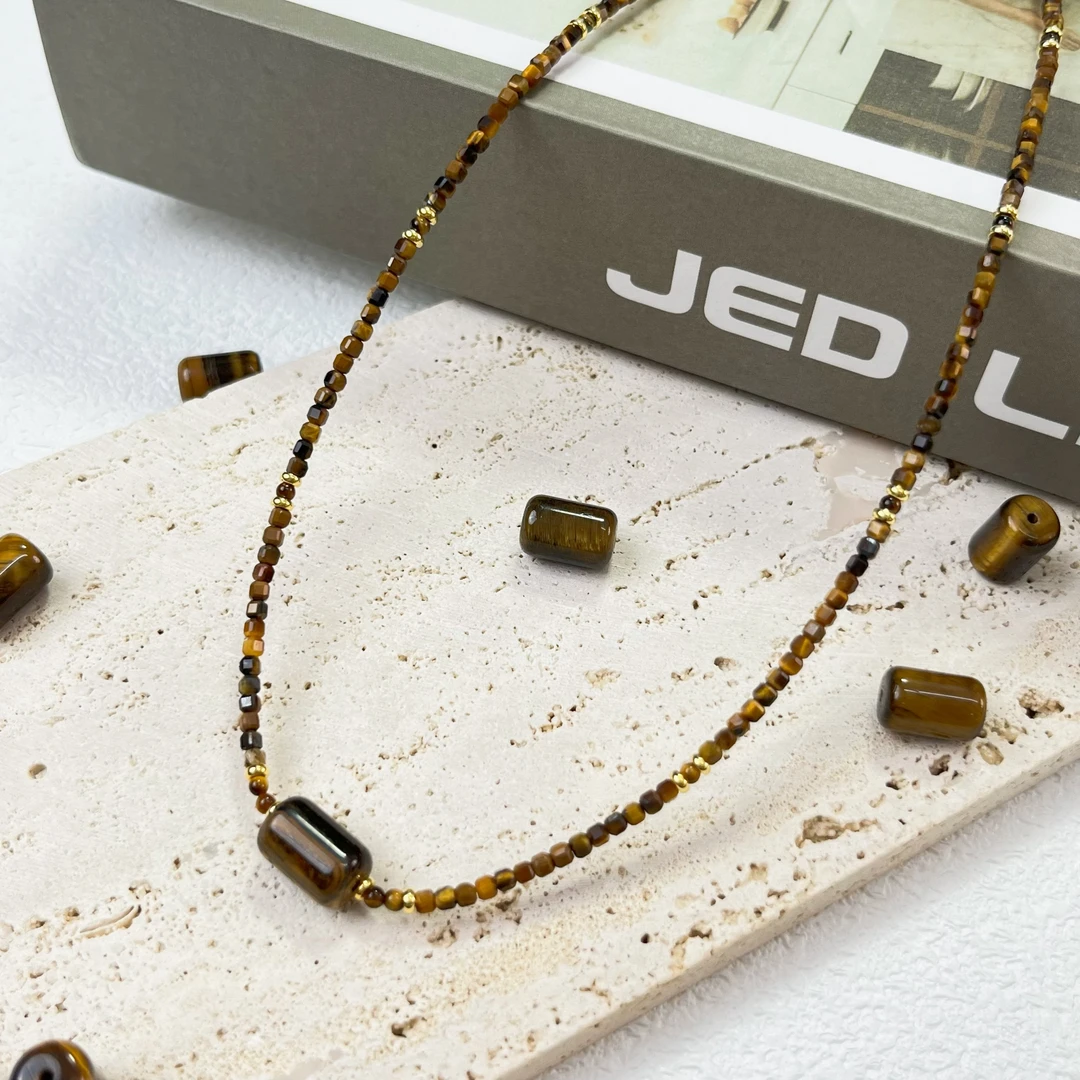 xx054时尚设计轻奢小众设计美拉德秋冬虎眼石项链