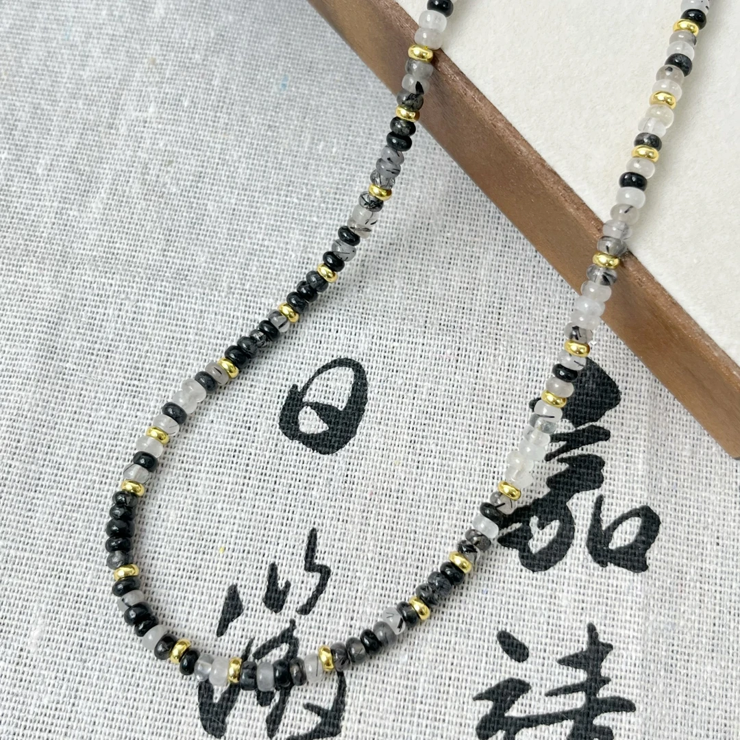 xx062设计款撞色发晶项链