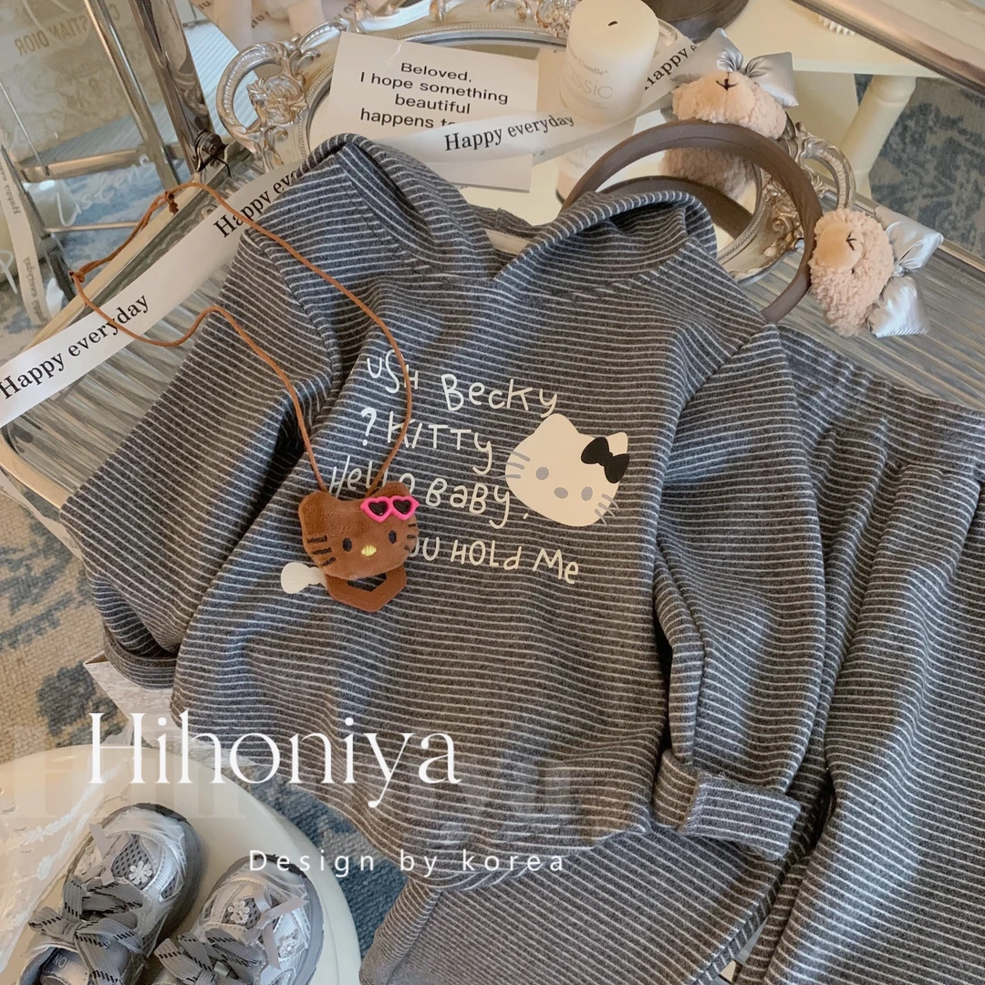 【心动kitty】五Hihoniya~2024秋季新款亲子显瘦百搭长袖小猫套装