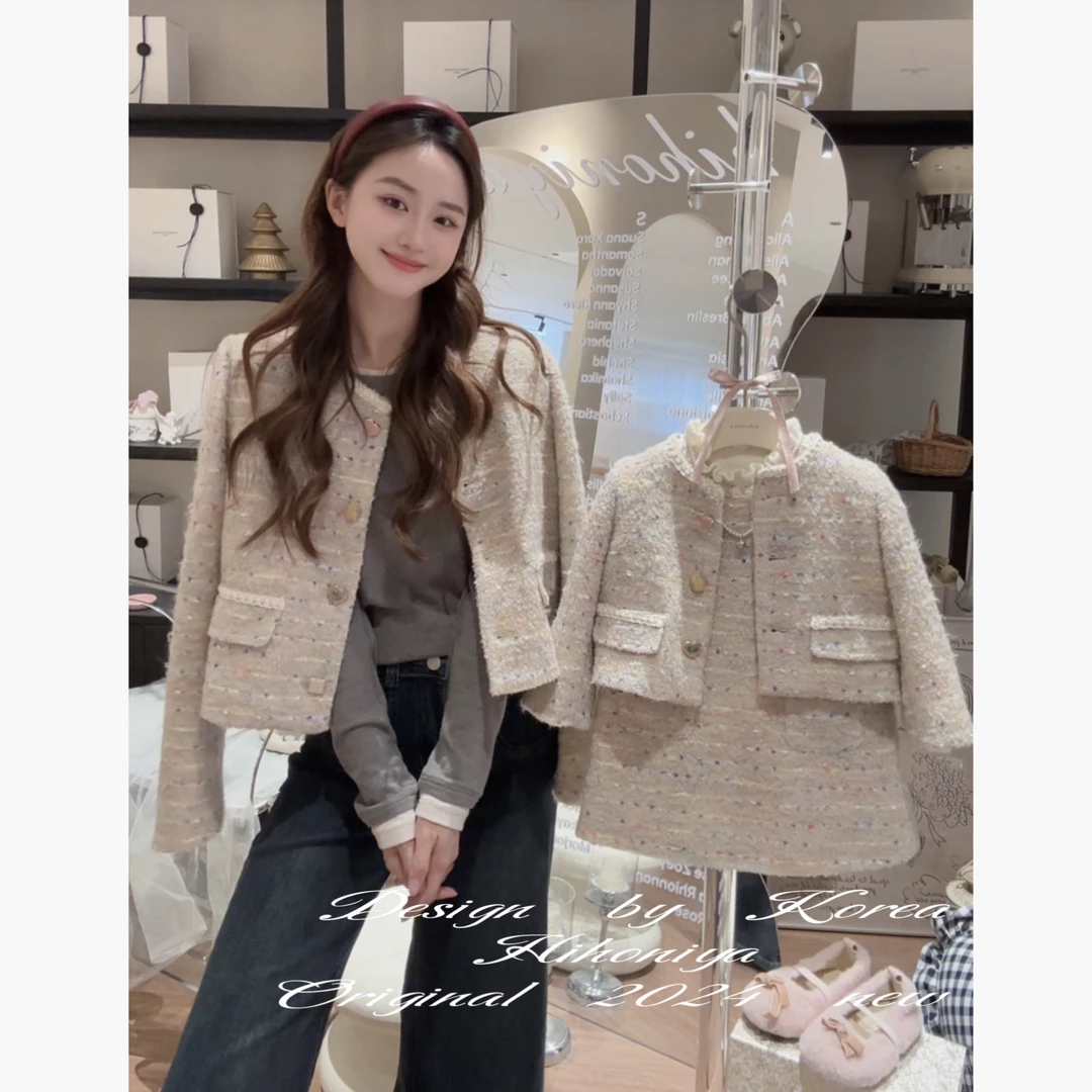 【梦幻彩虹】五Hihoniya~2024秋冬新款亲子编织短款小香风套装