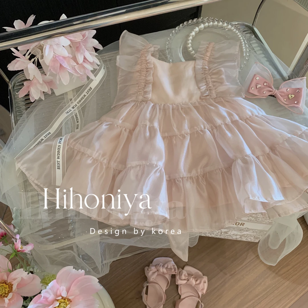 现【蜜桃】五Hihoniya~2025夏季欧若风宝宝纯色甜美连衣裙