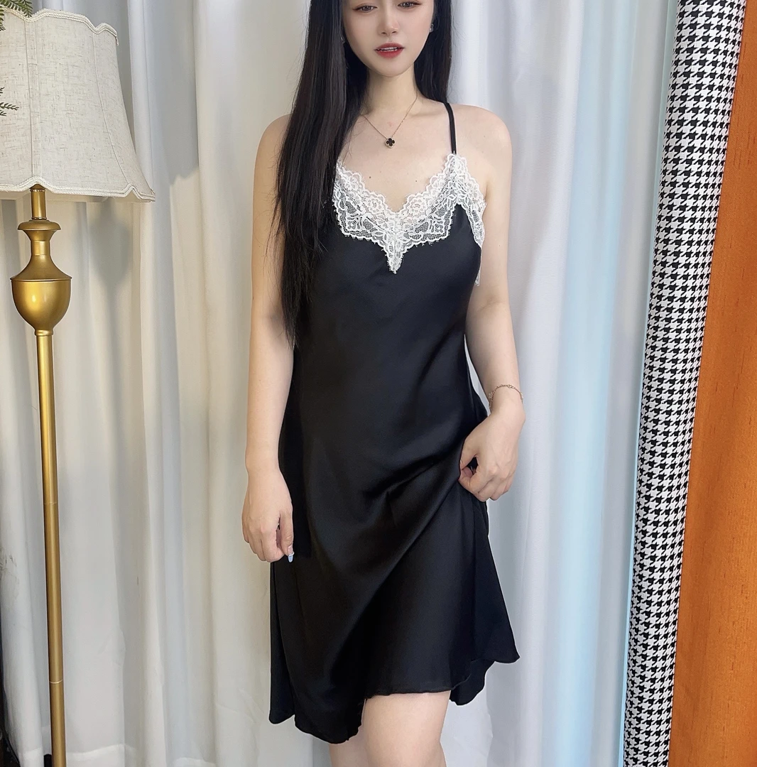 【海盐夏天】带胸垫性感吊带睡裙法式宫廷风美背睡衣女长款睡裙夏