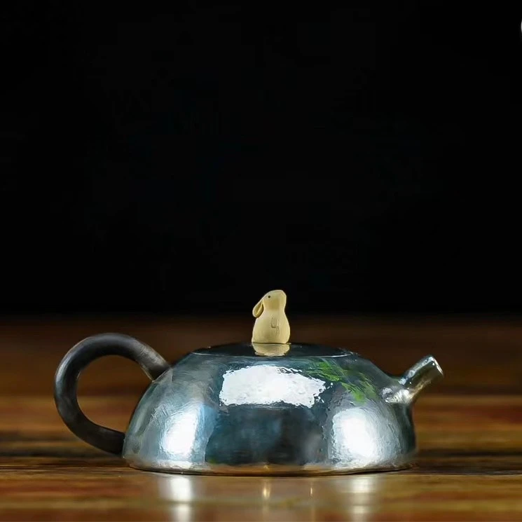 【森田手作】〖李金柱制〗手工一张打喜兔望月泡茶壶