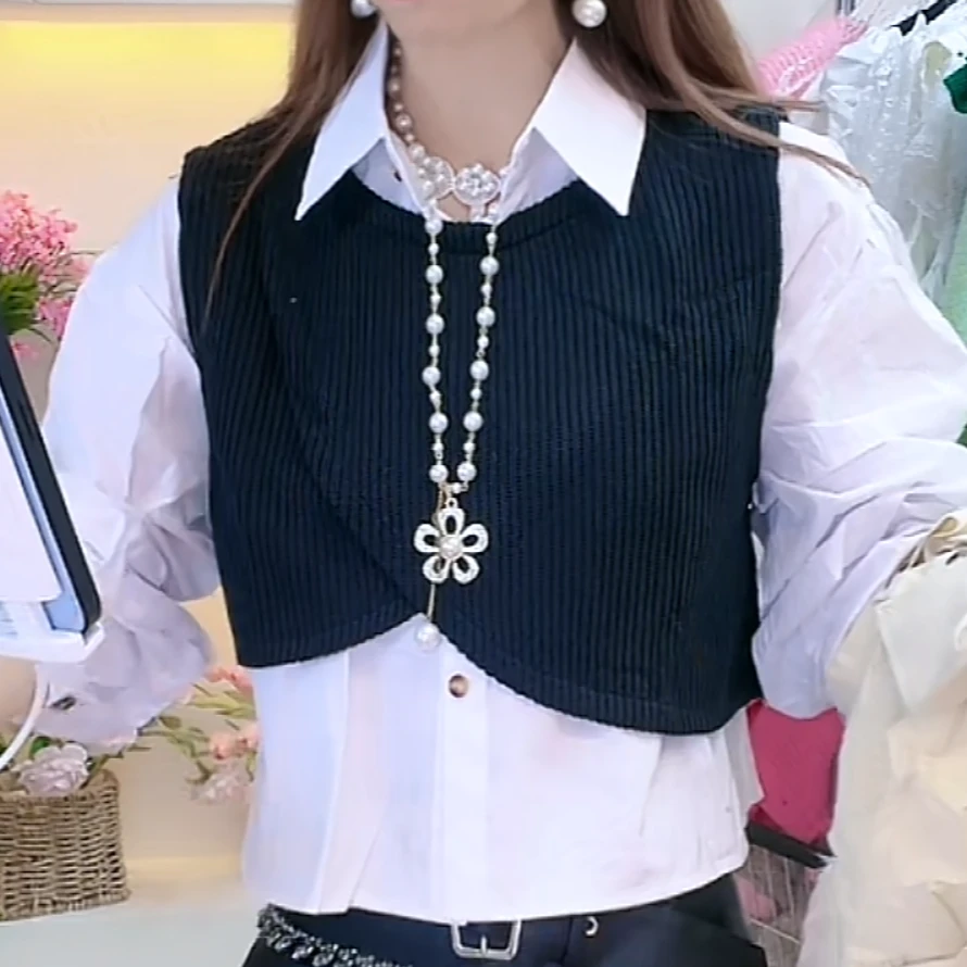 5589#百搭纯色百搭毛衣两件套