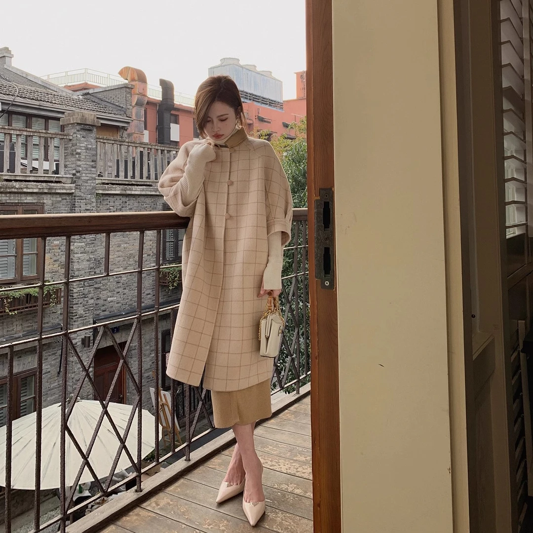 ASM ANNA◆杜薇尔大衣～洋气翻领澳毛/羊毛长款毛呢大衣外套A9373