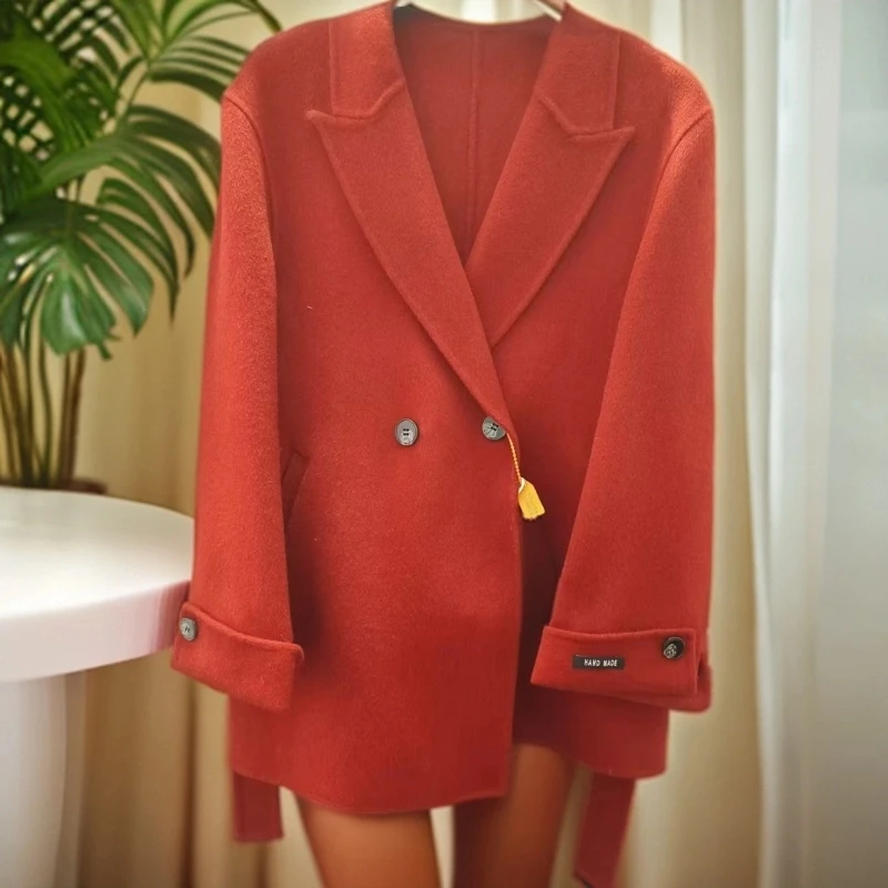 【琳大小姐专属】225新款双面羊毛大衣西装领宽松毛呢外套