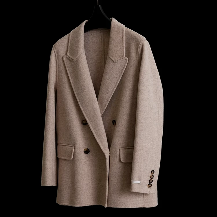 【琳大小姐专属】215长毛加厚短款韩版宽松西装双面羊毛呢外套女