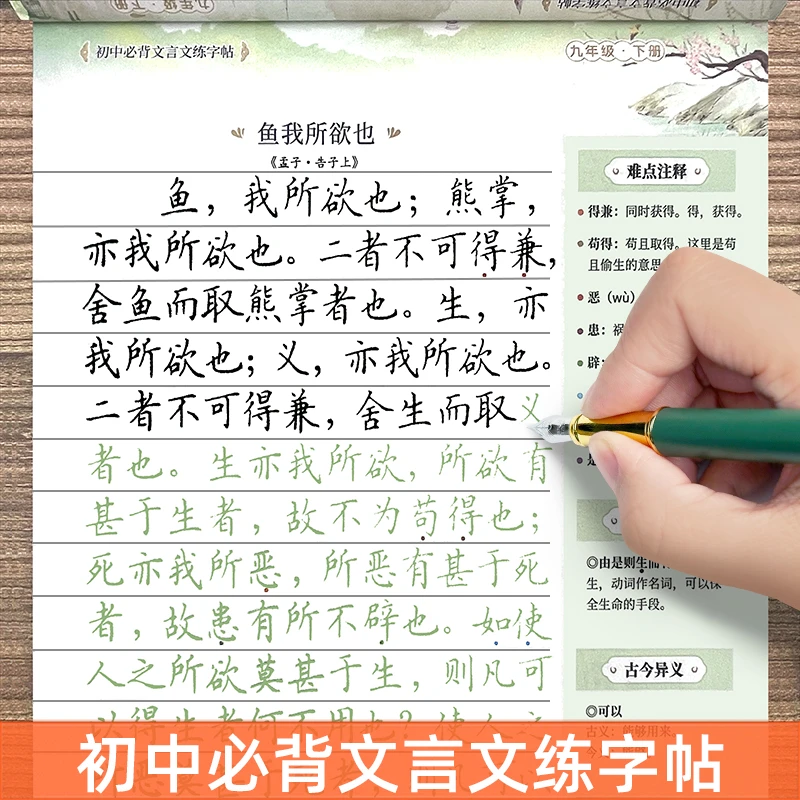 初中必背古诗词和文言文练字帖七八九年级上下册人教版语文课本同