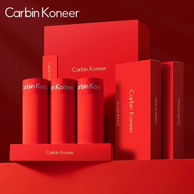 CarbinKoneer本命年莫代尔男士内裤男款红色平角夏季短裤礼物属蛇