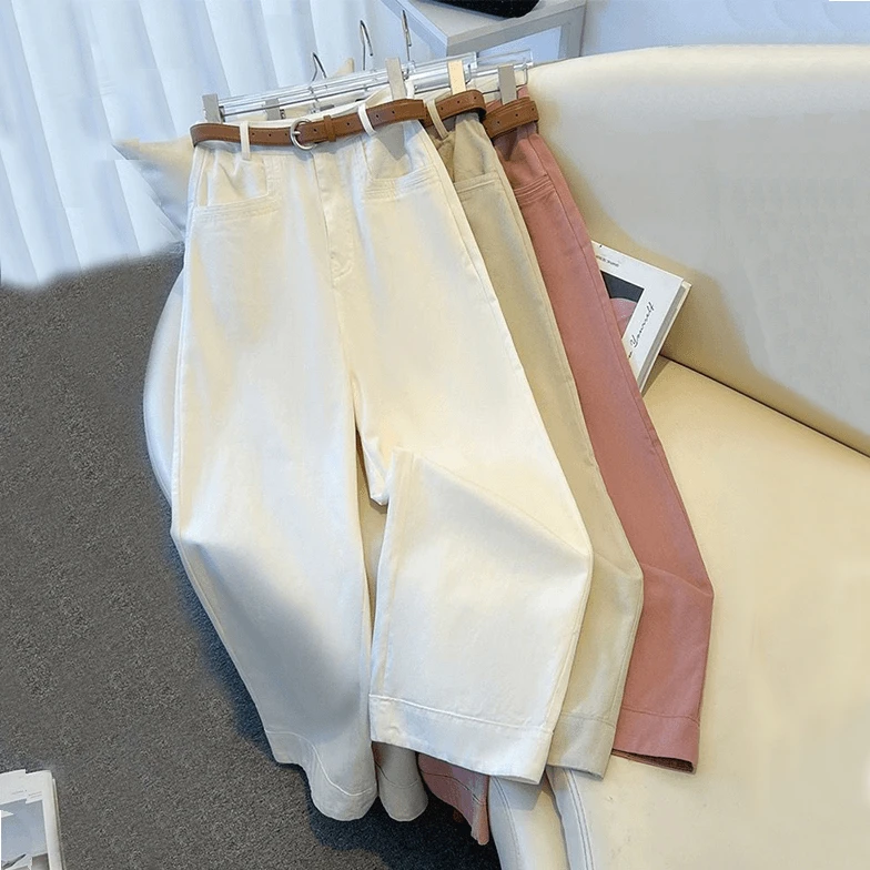 【城市机能】纯色九分阔腿牛仔裤阔腿裤裤子女新款宽松百搭时尚春秋