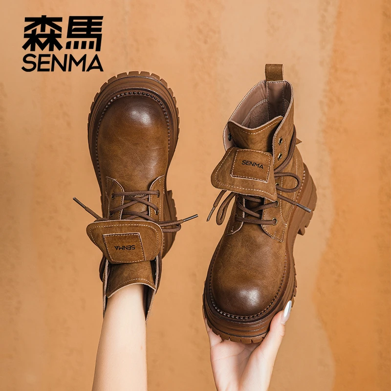 SENMA/森马秋季爆款马丁靴网红ins小众增高厚底时尚潮流百搭靴子