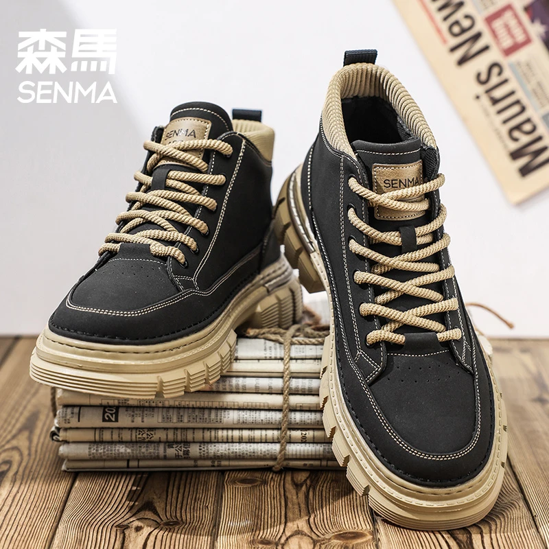 森马男鞋秋冬新款复古英伦百搭休闲工装鞋男士潮流户外高端马丁靴