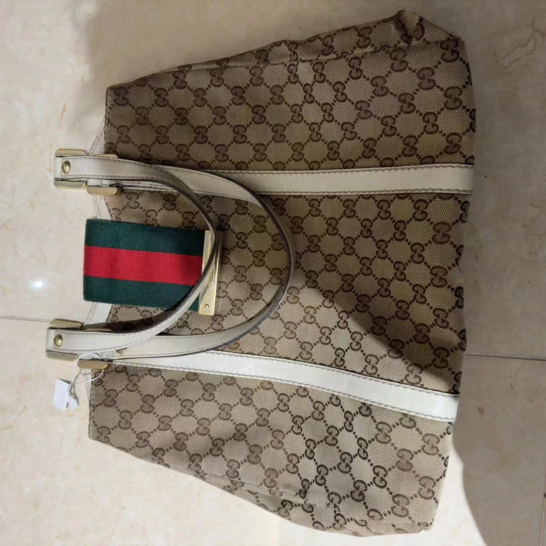 gucci 古驰 老花 红绿 满印 手提袋 / F码 /95新 /