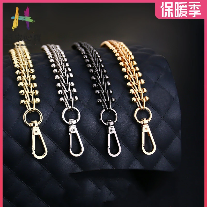 高档藤蔓花纹包链单买女孩包包电镀宽百搭斜挎手工链条