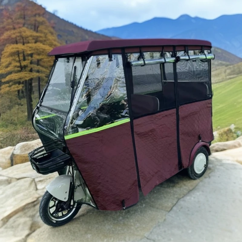 电动三轮车全套黑色烤漆架子折叠透明三轮车全封闭车棚