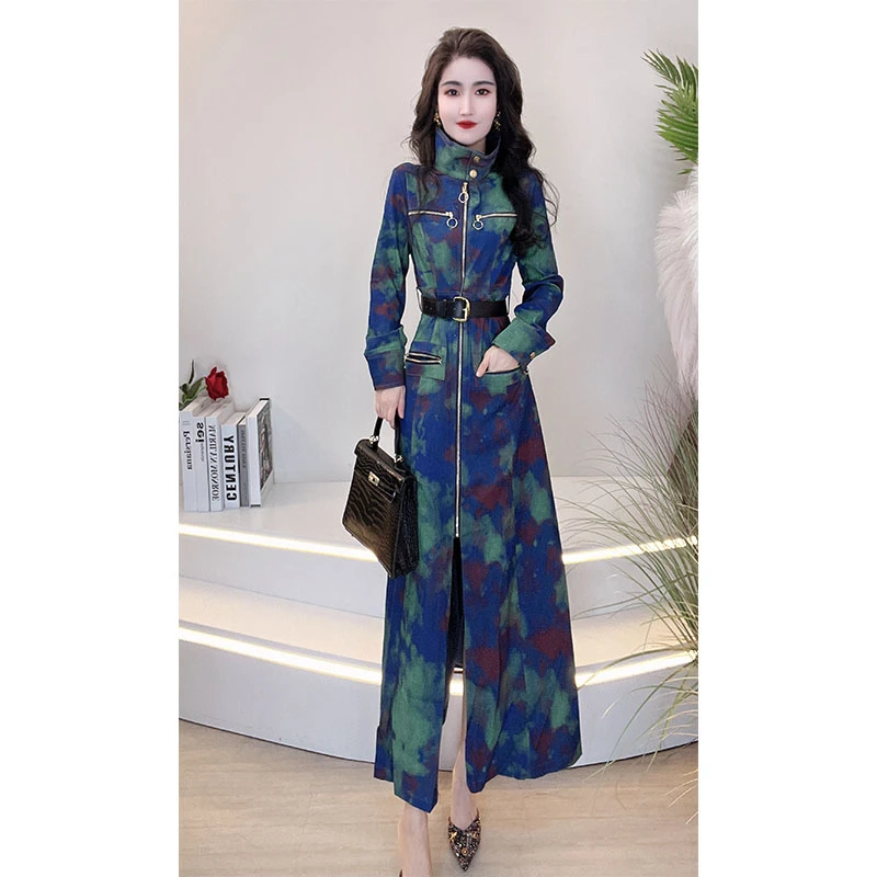 春秋时尚新款显瘦收腰连衣裙女2024洋气轻奢修身长袖外套裙3815