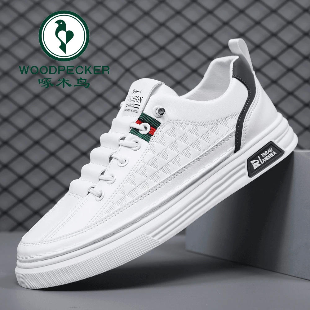 啄木鸟男鞋夏季2024新款运动休闲板鞋男士一脚蹬透气百搭小白潮鞋