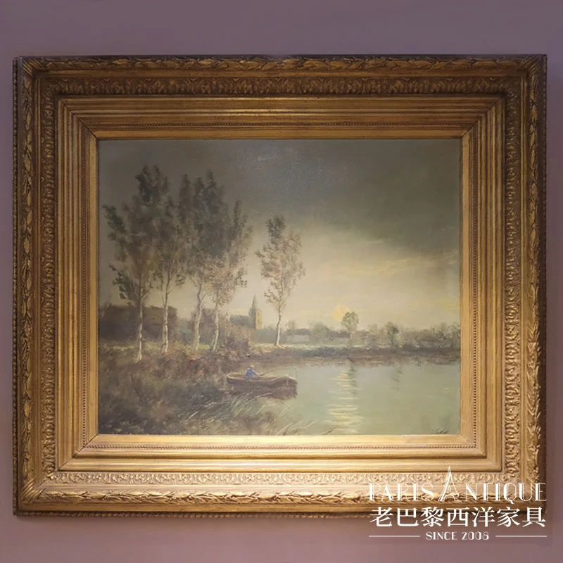 老巴黎｜西洋古董画 法国中古签名风景画油画