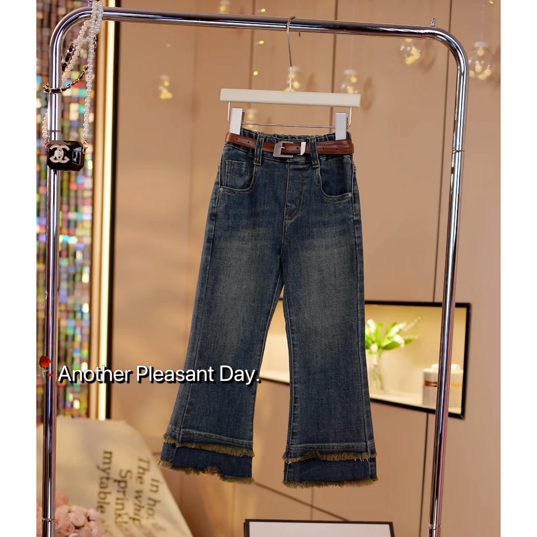 女童春秋装牛仔裤2025春季新款儿童洋气秋天百搭长裤子