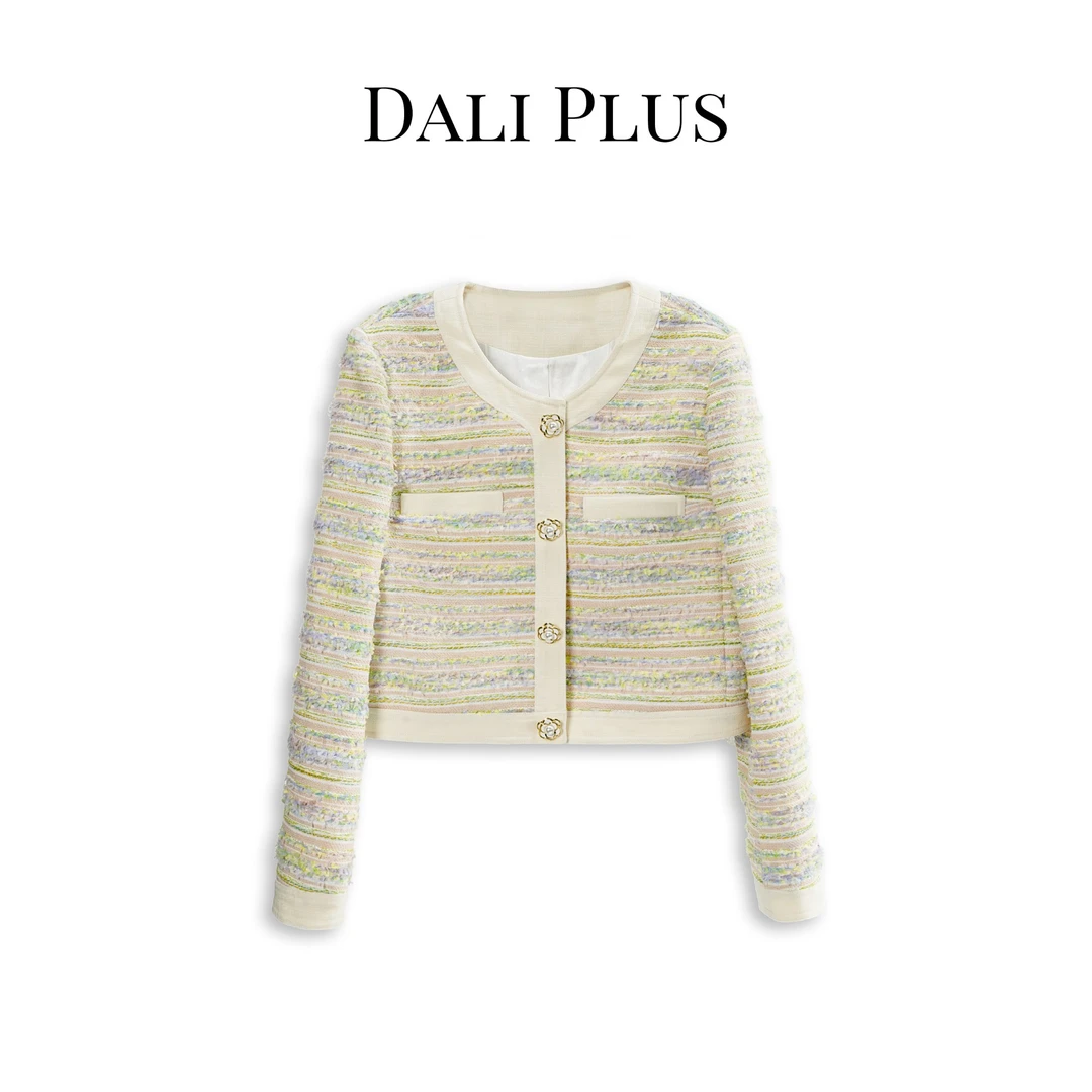 DALI PLUS【雨后花谷】春季时尚气质花色长袖小香风上衣女外套G6070
