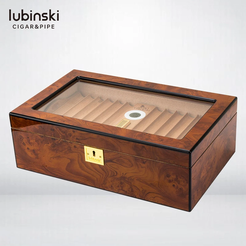 LUBINSKI雪茄保湿箱西班牙进口雪松木大容量雪茄盒钢琴漆男士烟具