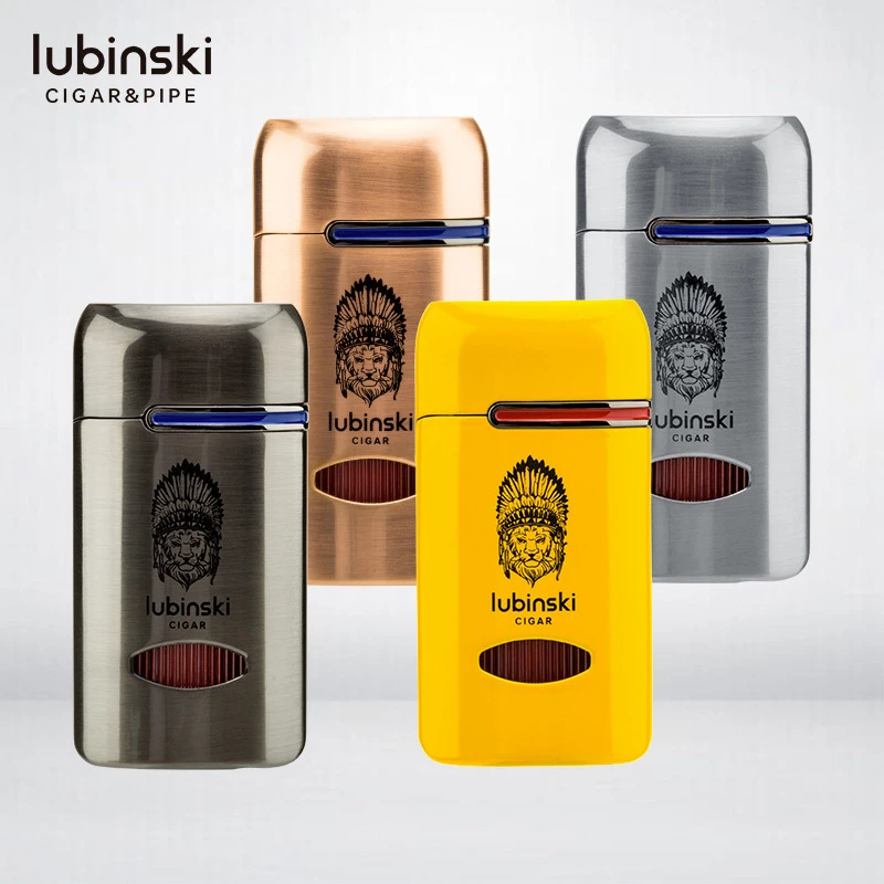 LUBINSKI鲁宾斯基雪茄打火机单直冲蓝焰防风带开孔器打火机礼盒装