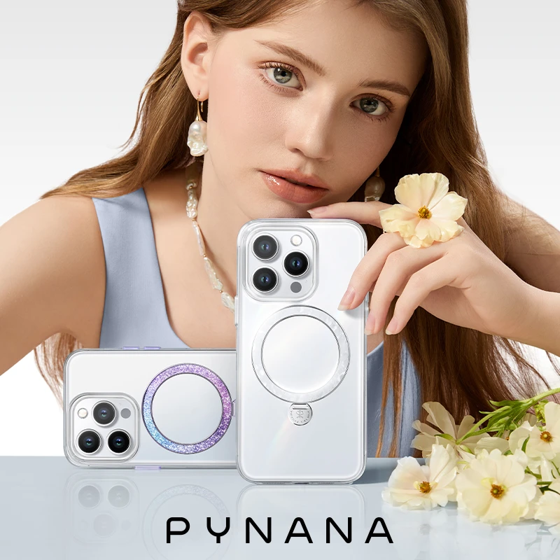 PYNANA翡娜娜流光舞曲适用苹果15ProMax手机壳支架Magsafe磁吸
