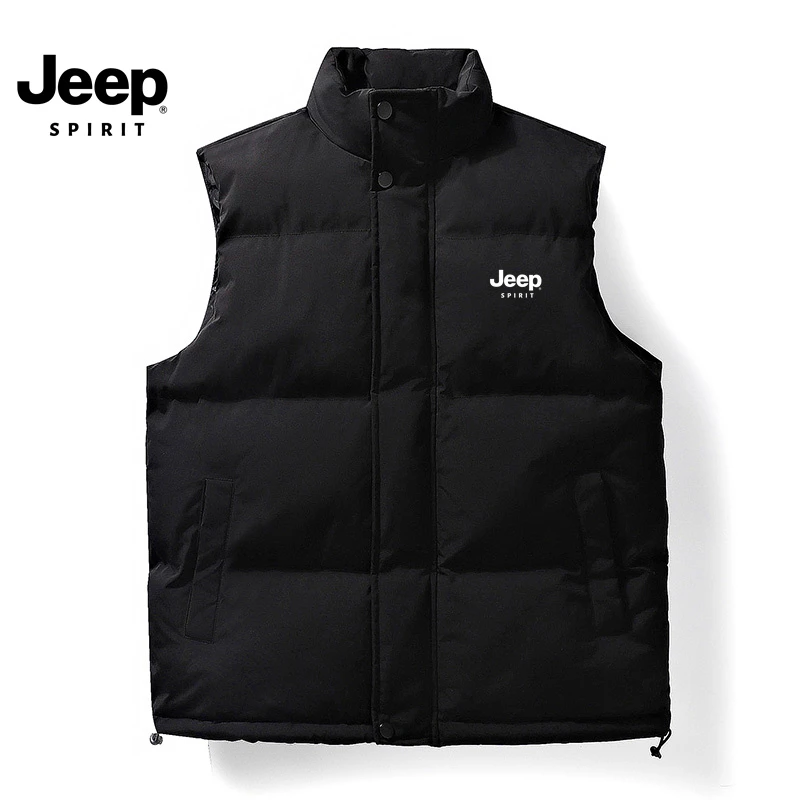JEEPSPIRIT百搭立领棉衣马甲秋冬纯色简单潮牌工装无袖棉服外套