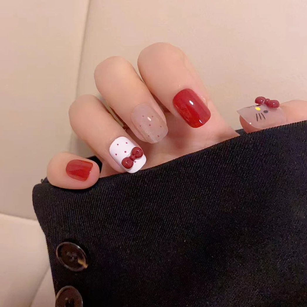 （短款）可爱小猫穿戴式2024年穿戴甲高级感假指甲片可拆卸美甲贴片