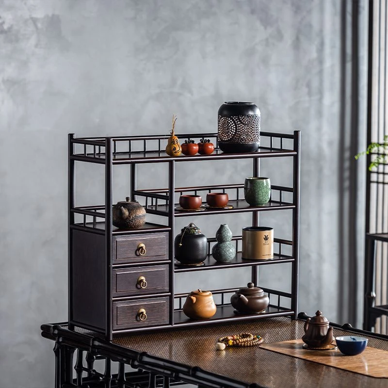 茶杯架茶具置物架茶室布置中式多宝阁小型多层收纳壶架台式博古架