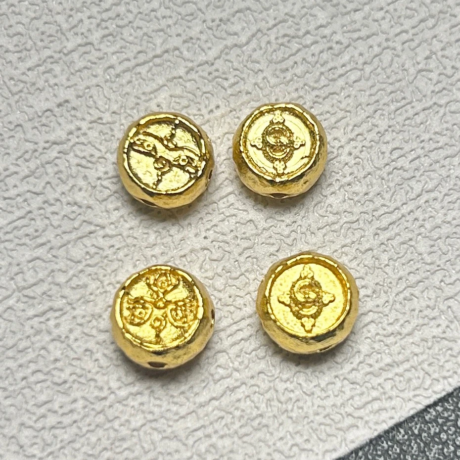 925银银制品 银镀金财神直孔配件