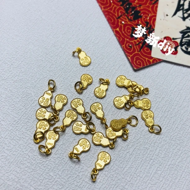 925银银制品 银镀金配饰葫芦小滴溜，diy手工素款精美时尚