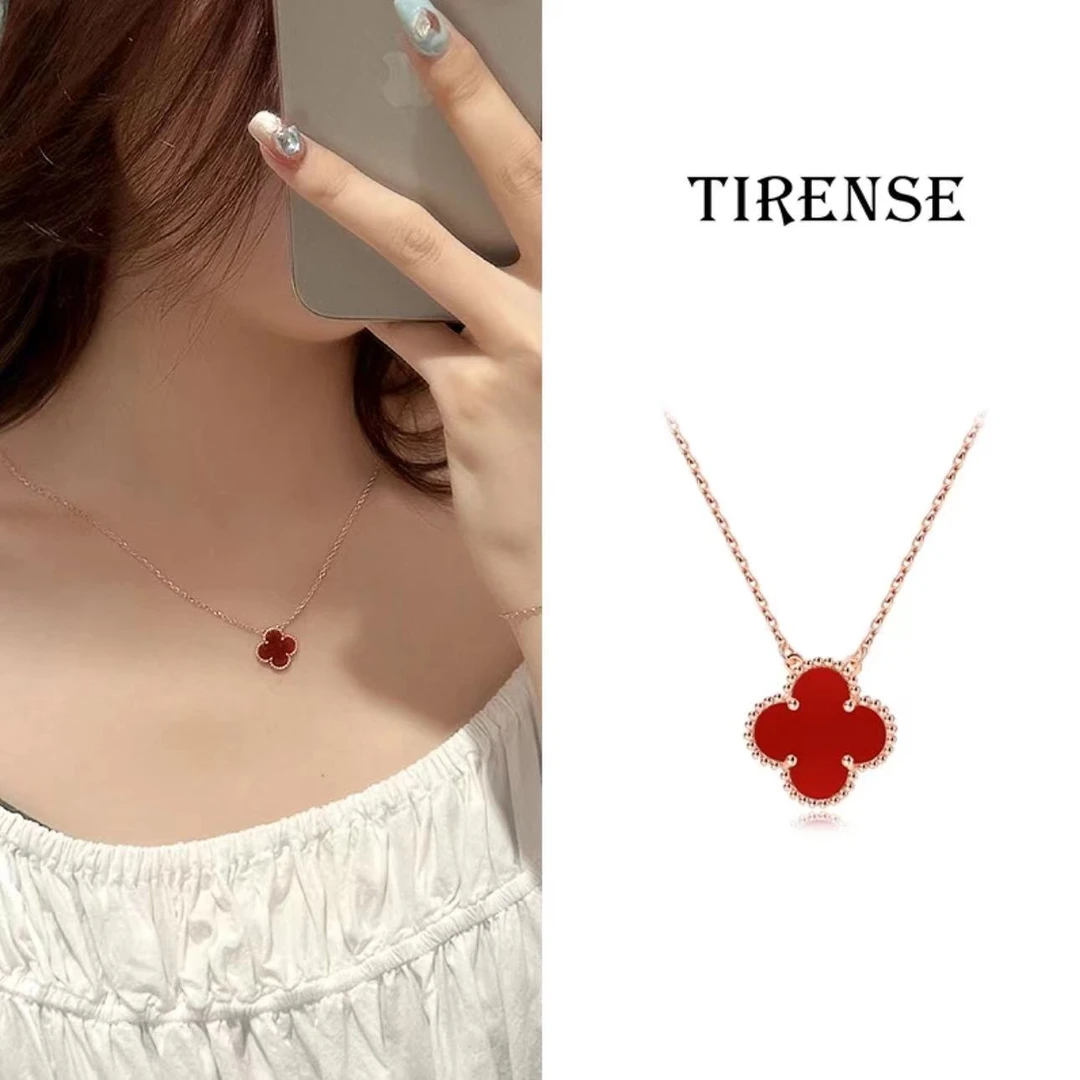 铜合金项链 高定 红色单花项链 轻奢气质项链