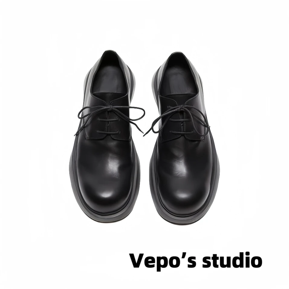 【李玮柏专属】原样开发AC德比鞋圆头厚底增高皮鞋大头超轻秋冬款