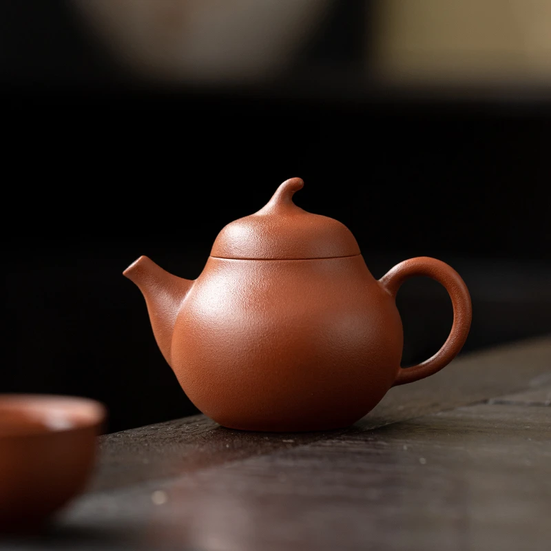 朱泥大红袍梨壶茄瓜紫砂壶茶壶功夫茶具泡茶壶家用单壶小品创意