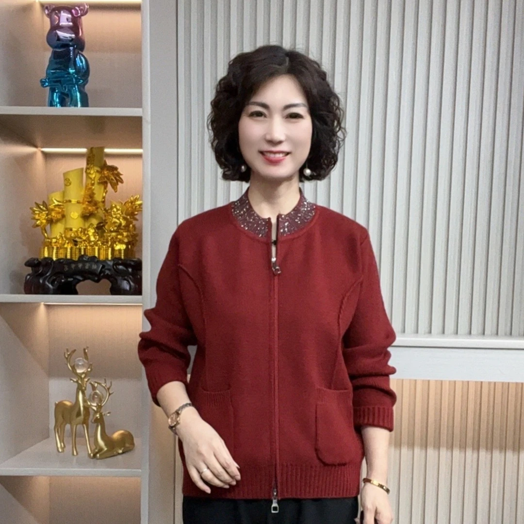 中老年妈妈装流行时尚潮牌女装宽松春秋装大码外套休闲百搭长袖女