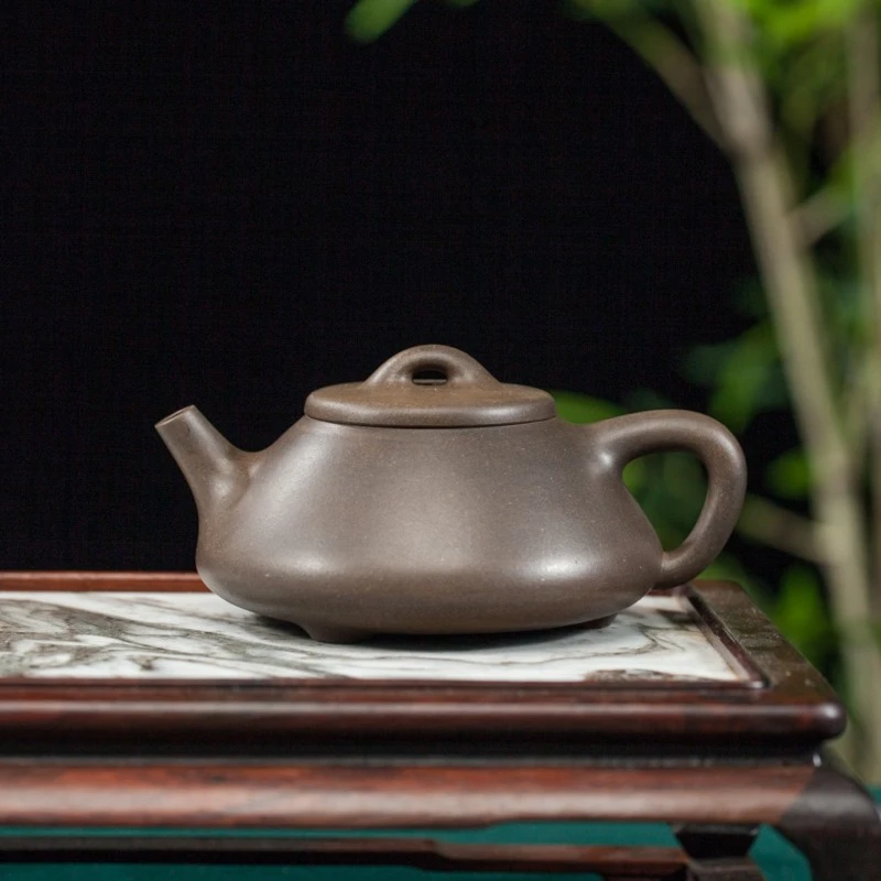 陈腐20年黄龙山原矿青段泥，全手工子冶石瓢壶，容量220cc