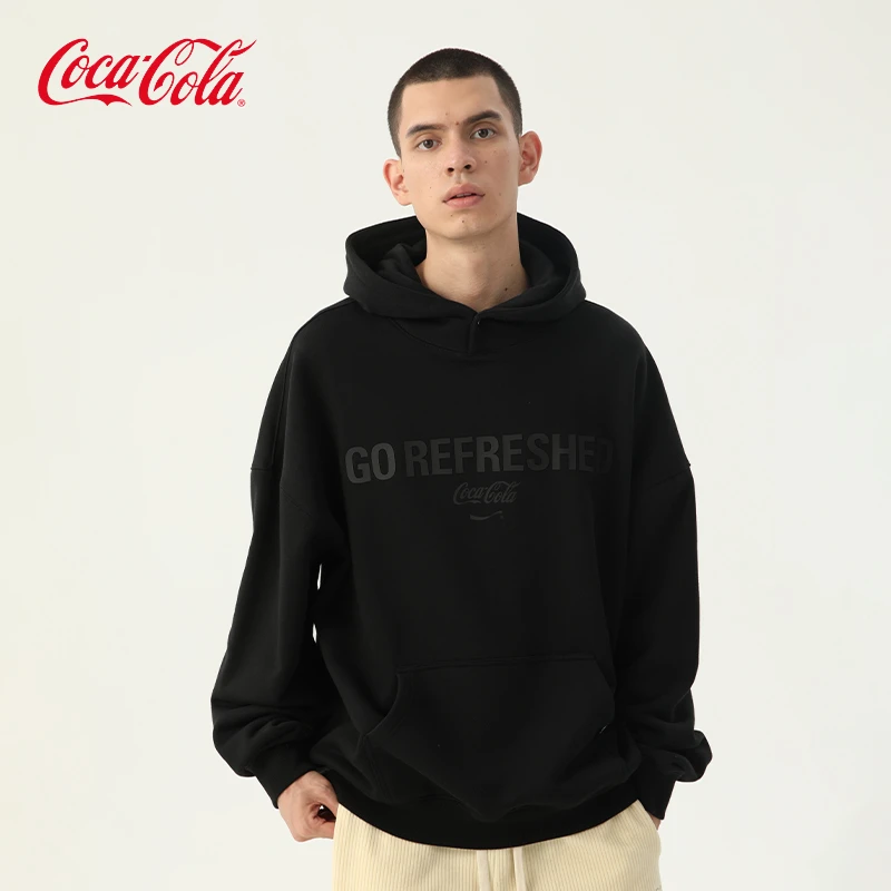 COCACOLA/可口可乐重磅连帽卫衣男潮牌美式运动印花卫衣青少年