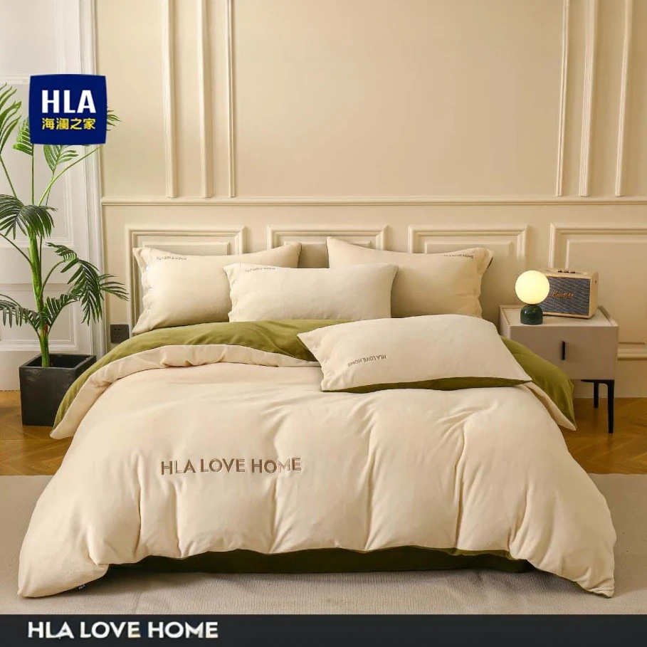 海澜之家A类纽扣款牛奶绒四件套珊瑚绒三件套加厚被罩被套双面