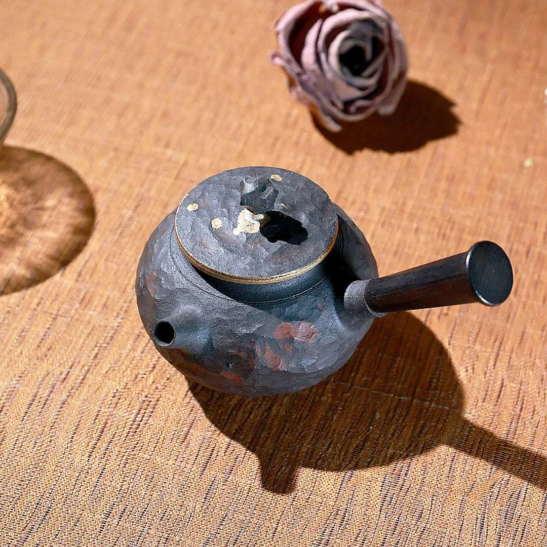 纯手工全手工柴烧日式复古侘寂小容量球孔过滤侧把泡壶功夫茶具