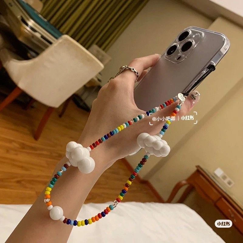 ins风云朵彩虹手机链条链子多功能便携潮款女可爱卡通防丢失潮款