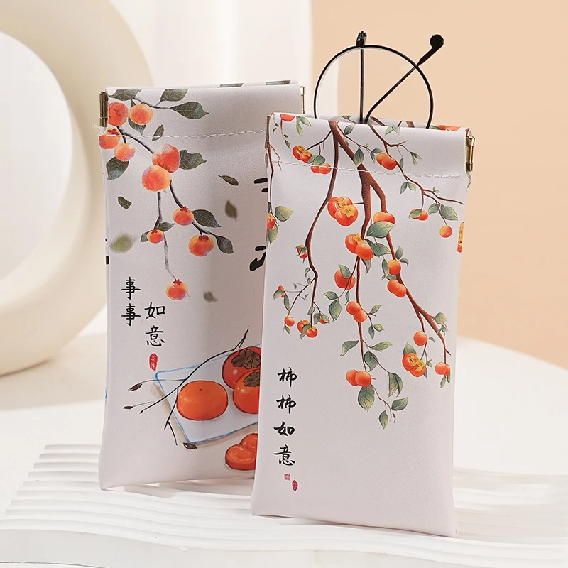 印花眼镜袋女墨镜太阳镜眼镜收纳盒男抗压便携弹片自动闭合收纳包
