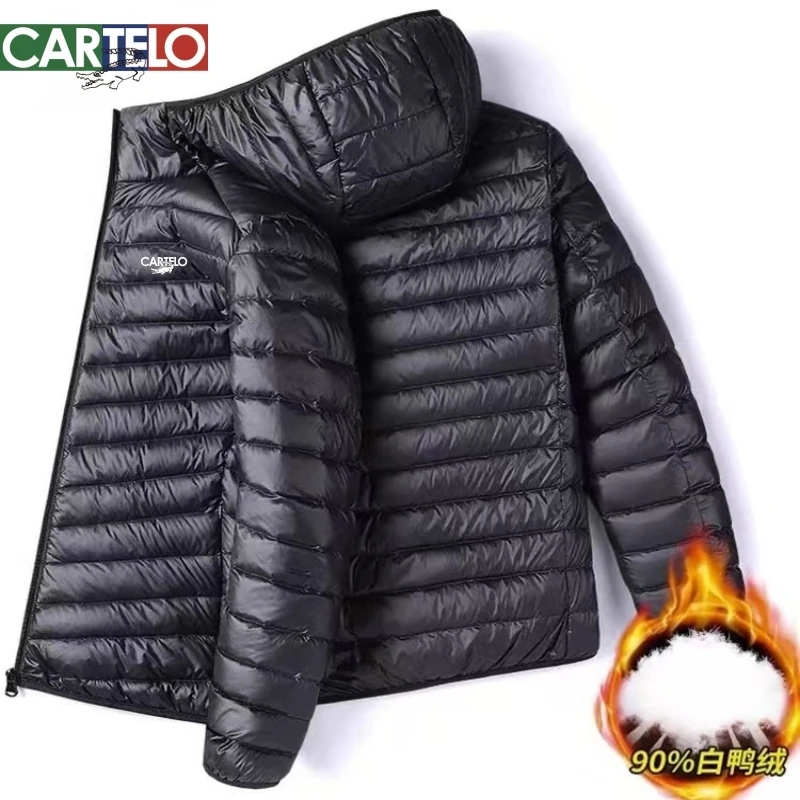 CARTELO/卡帝乐鳄鱼轻薄款羽绒服秋冬白鸭绒短款外套情侣大码上衣
