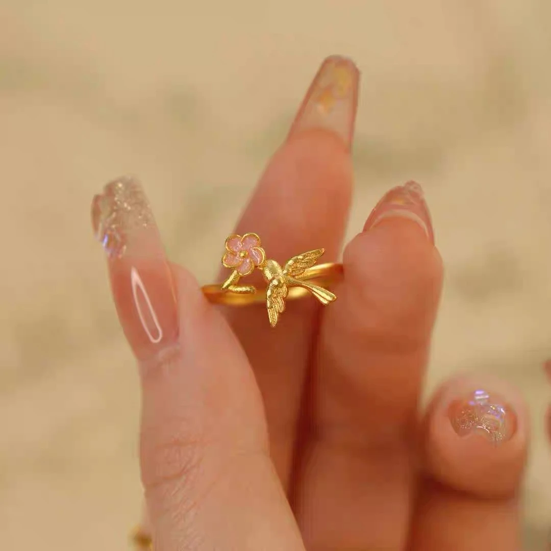 铜合金戒指 喜上眉梢时尚百搭简约精美开口可调节戒指