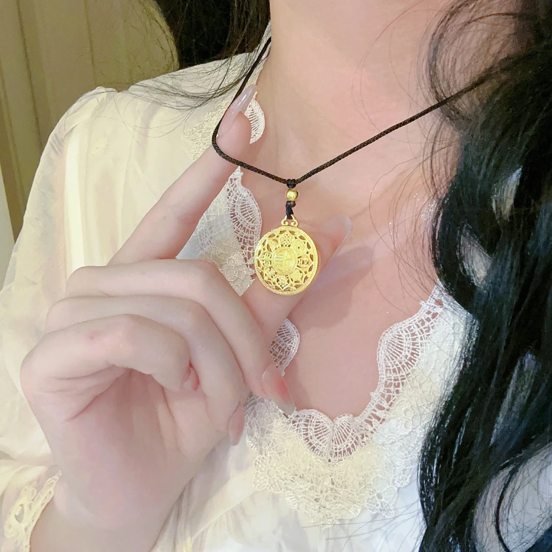 非金属布艺项链 八宝罗盘时尚百搭气质精美编绳项链