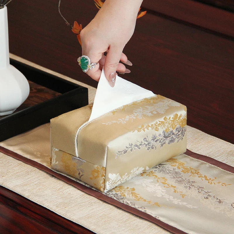 中式抽纸盒复古轻奢纸巾盒布艺茶桌面纸巾套客厅家用高档收纳袋