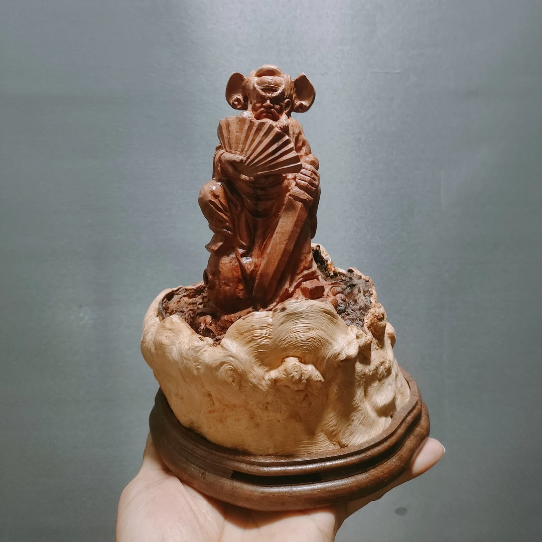 荔枝木香炉纯手工雕刻钟馗纹理清晰漂亮人物雕刻栩栩如生文武钟馗