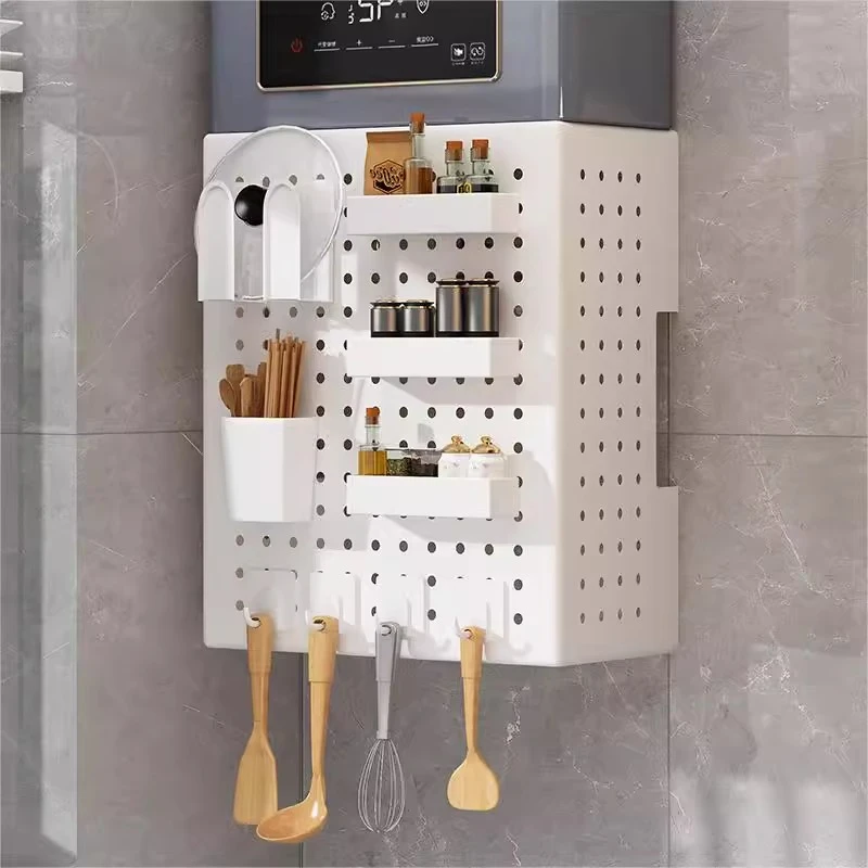 燃气热水器遮挡罩置物架免打孔洞洞板美化遮挡片燃气管道遮丑神器