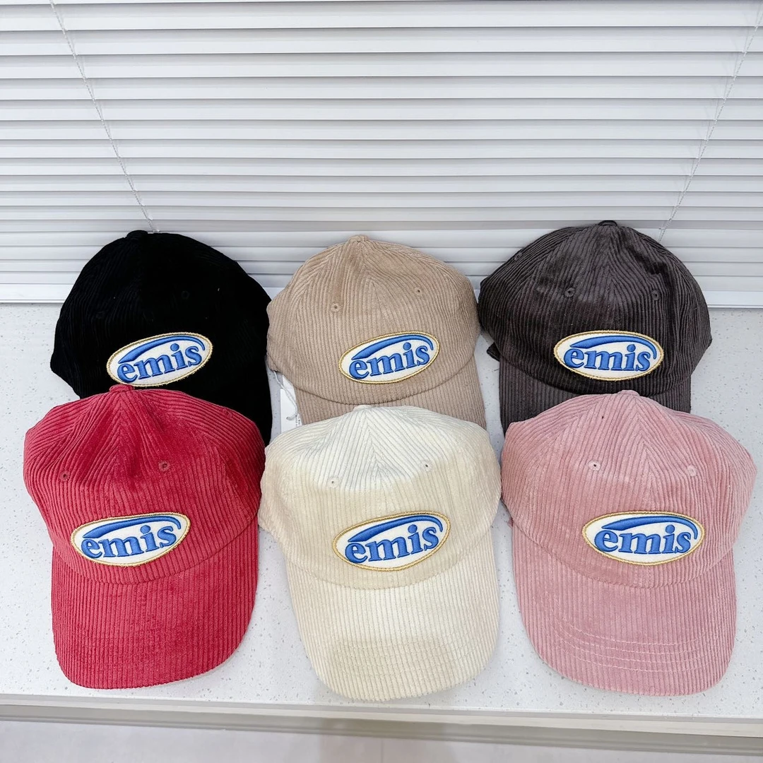 韩版男女成人条绒刺绣大logo百搭时尚帽子