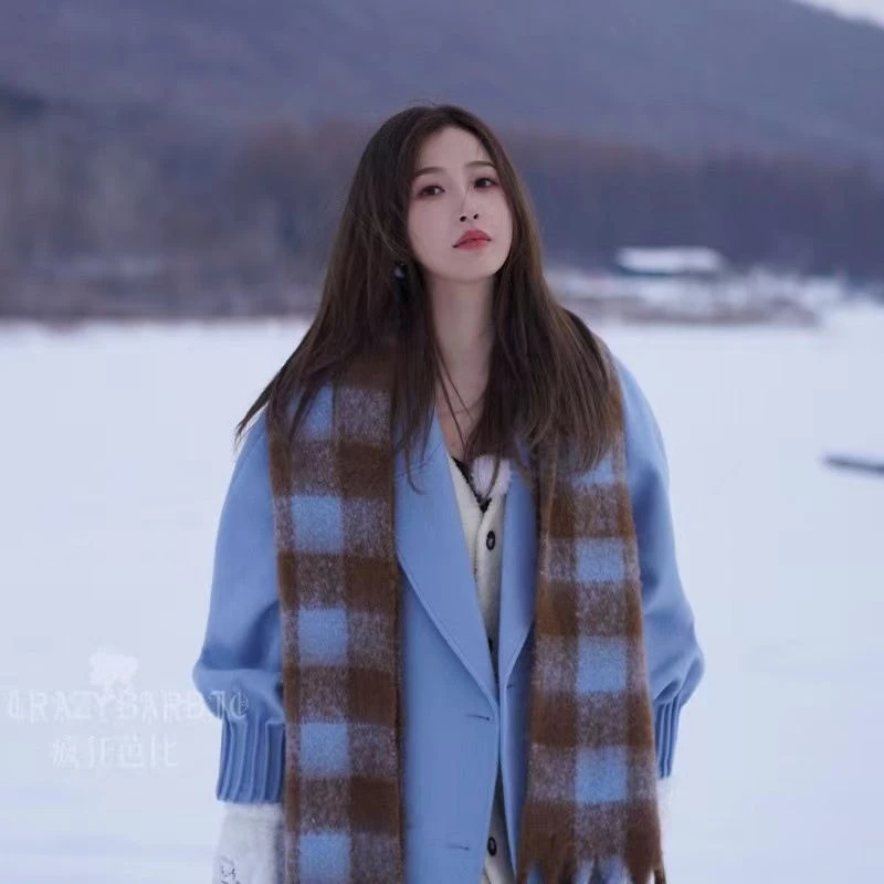 虞书欣同款格子围巾女冬季新款百搭学生网红保暖高颜值保暖围脖